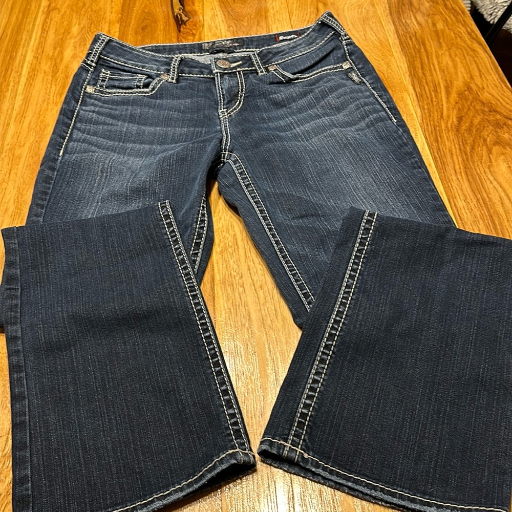 Silver high waist slim boot cut jean